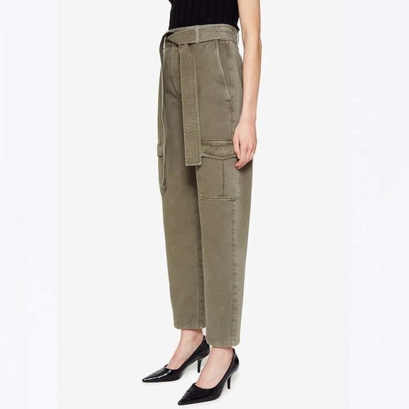 Anine Bing Kennedy Cargo Pants In Washed Khaki Green Size 29 - Picture 5 of 13